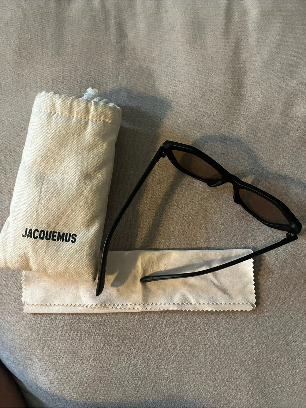 Jacquemus Black Frame Sunglasses with Brown Lenses